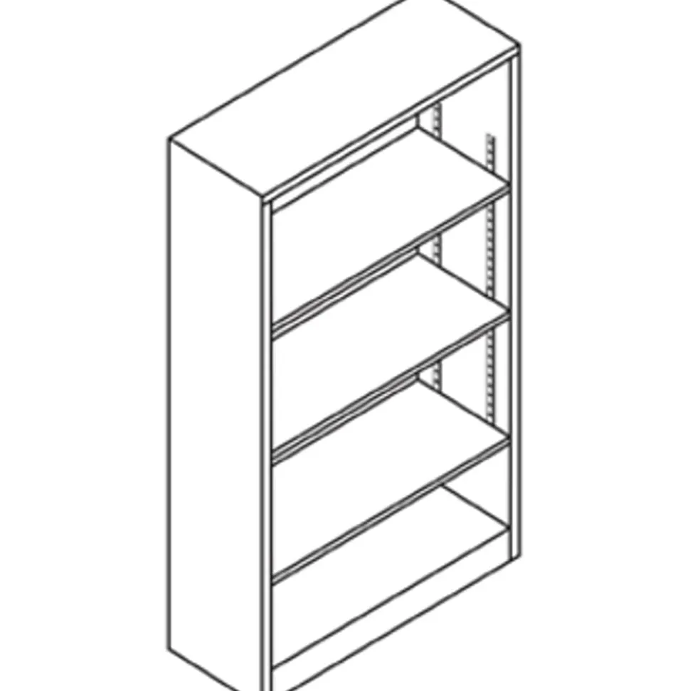 HON® Brigade® Steel Modular Shelving Bookcase, 4 Shelves, 60"H x 34-1/2"W x 12-5/8"D, Putty