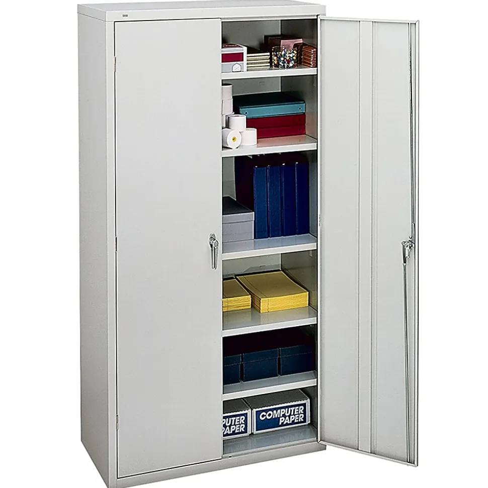 HON® Brigade Storage Cabinet, 5 Adjustable Shelves, 72"H x 36"W x 18-1/4"D, Light Gray