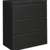 HON® Brigade® 800 36"W Lateral 3-Drawer File Cabinet, Metal, Black