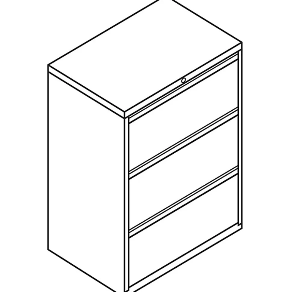 HON® Brigade® 800 36"W Lateral 3-Drawer File Cabinet, Metal, Black