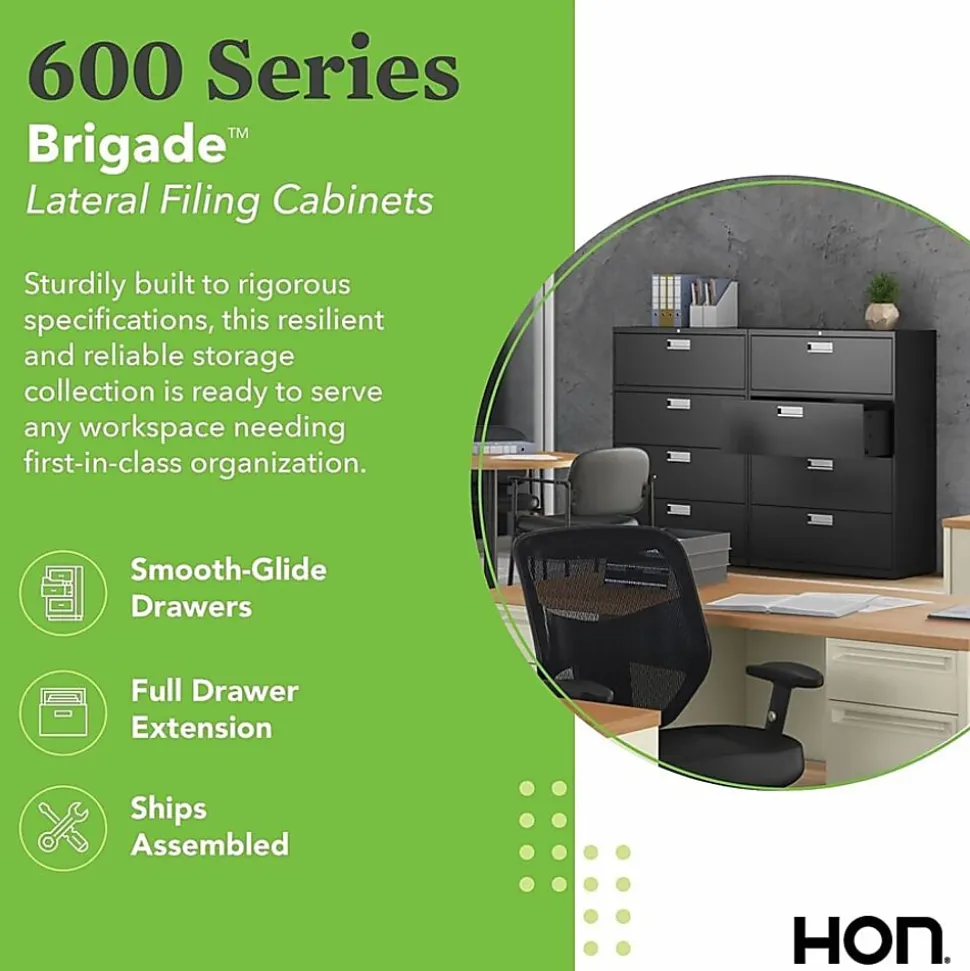 HON® Brigade® 600 36"W x 18"D Lateral 4-Drawer File Cabinet, Putty