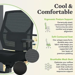 HONĀ® Crio Fabric Mid-Back Task Chair, Asynchronous, Black