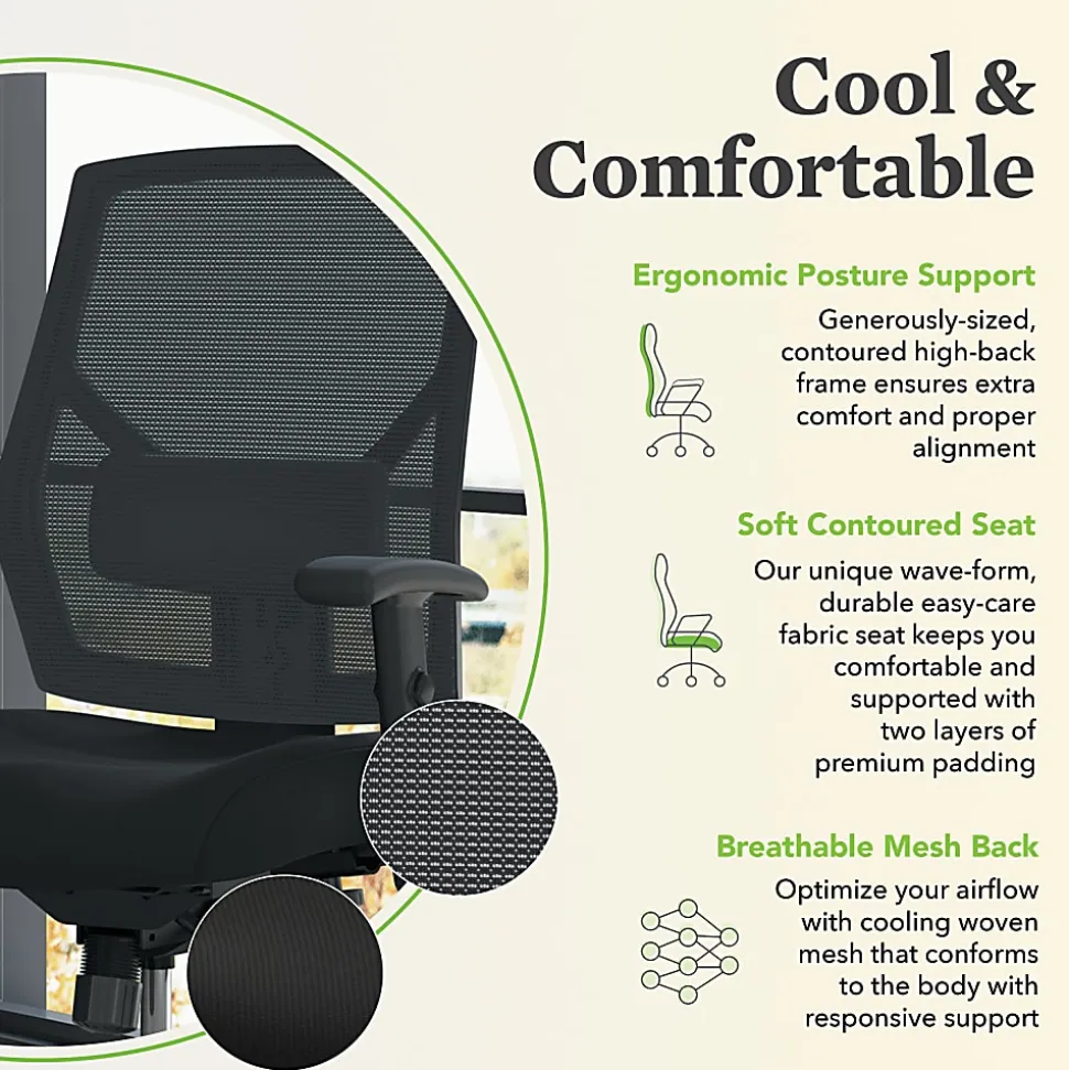 HON® Crio Fabric Mid-Back Task Chair, Asynchronous, Black