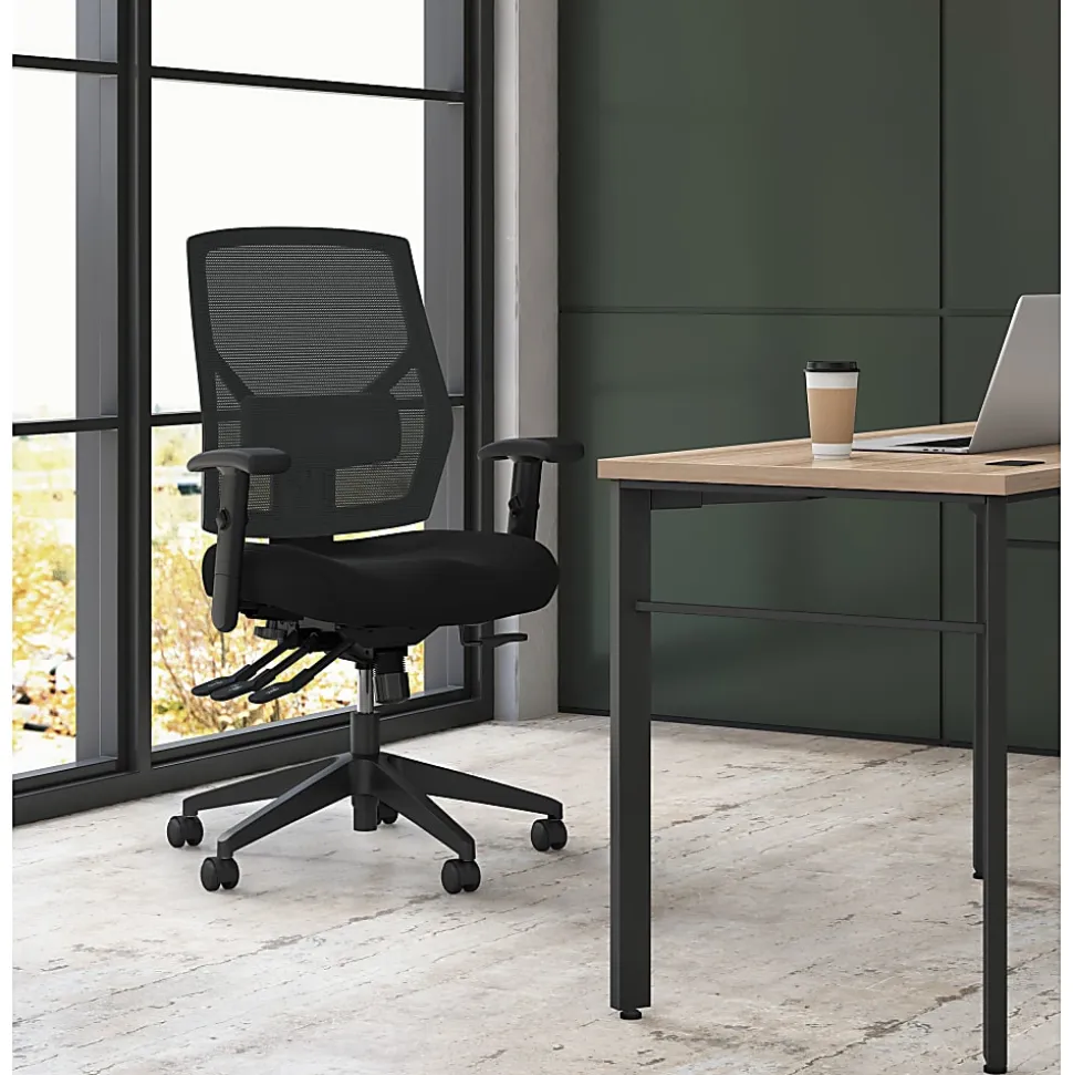 HON® Crio Fabric Mid-Back Task Chair, Asynchronous, Black