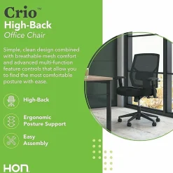 HON® Crio Fabric Mid-Back Task Chair, Black