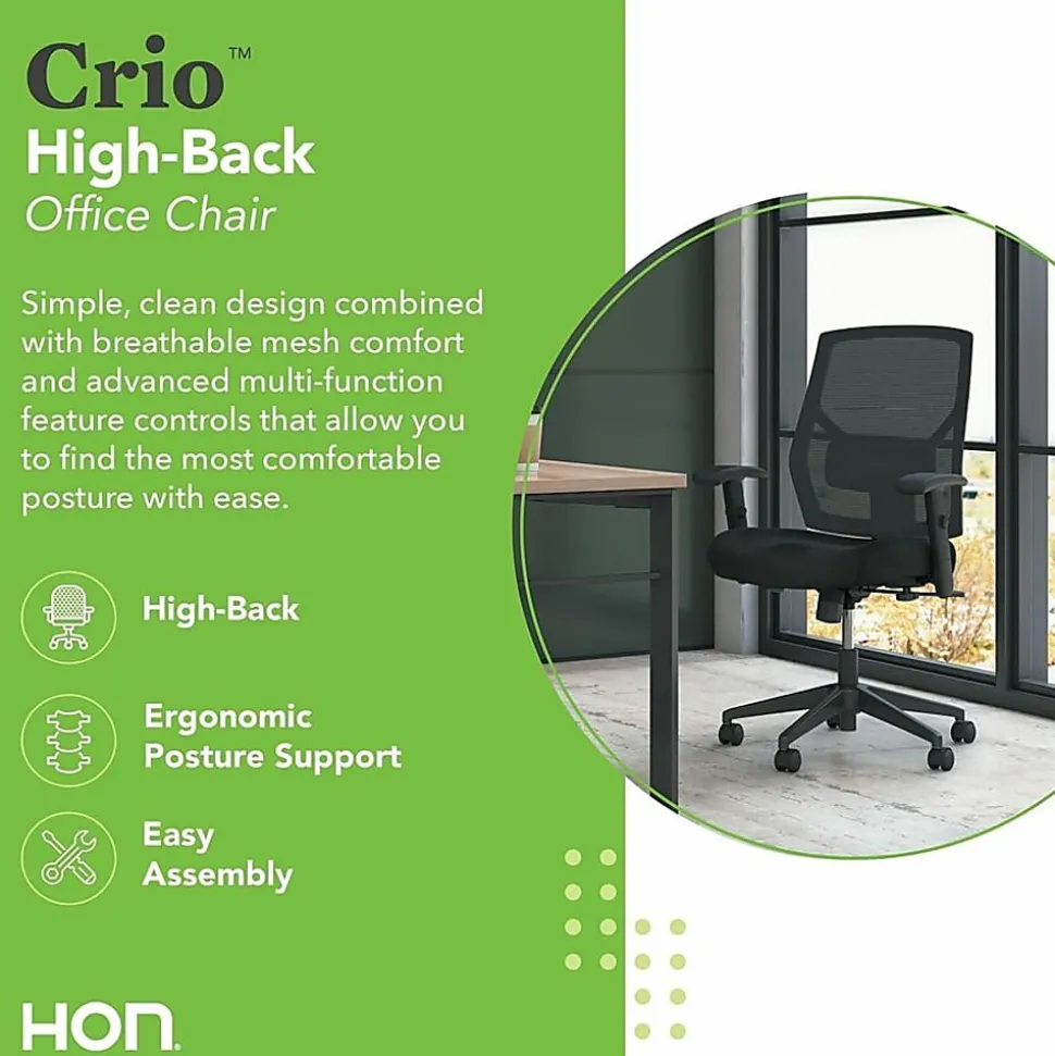 HON® Crio Fabric Mid-Back Task Chair, Black