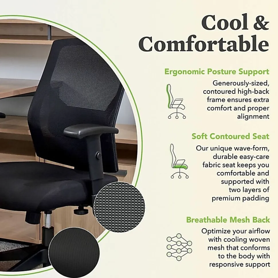HON® Crio Fabric Mid-Back Task Chair, Black