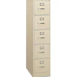 HONĀ® 310 26-1/2"D Vertical 5-Drawer Letter-Size File Cabinet, Putty