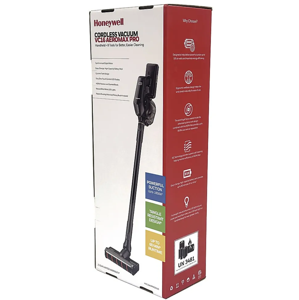 Honeywell Aeromax Pro VC16 Cordless Vacuum, 8.5" Cleaning Path, Dark Silver