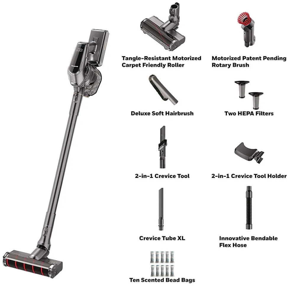 Honeywell Aeromax Pro VC16 Cordless Vacuum, 8.5" Cleaning Path, Dark Silver