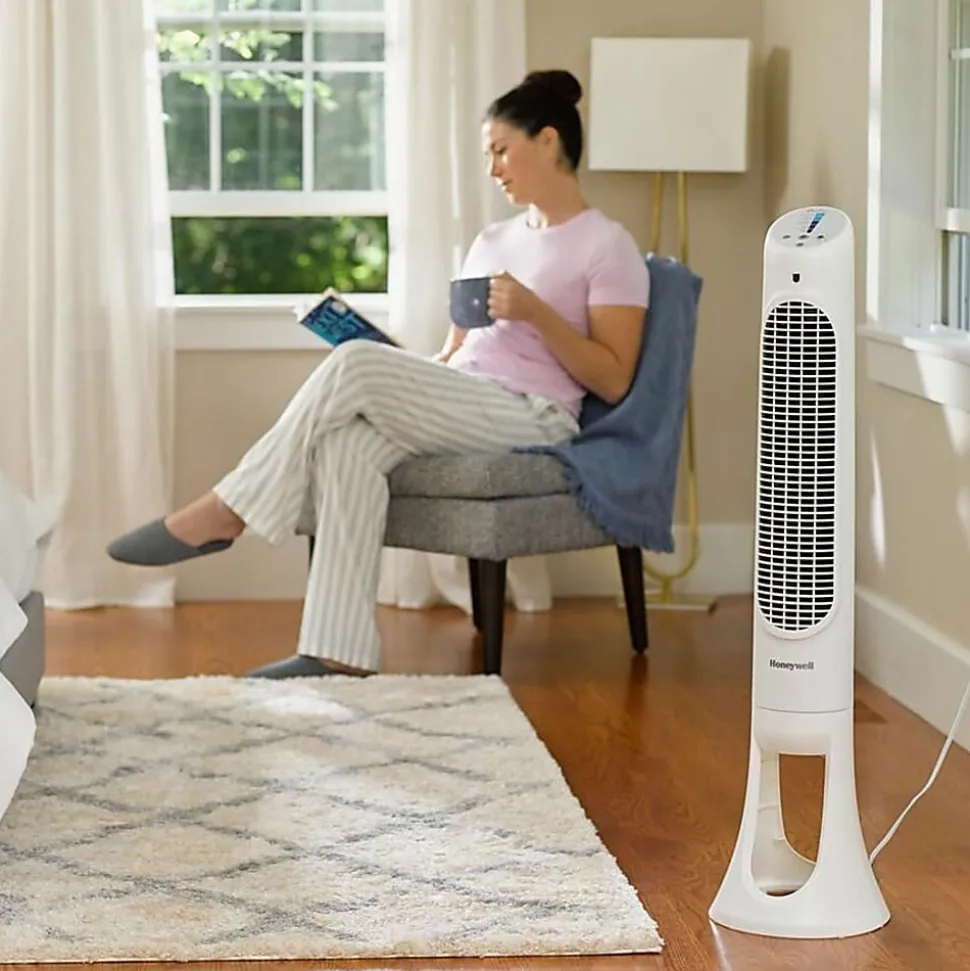 Honeywell QuietSet 5 Tower Fan - 5 Speed - Oscillating, Remote, Timer-off Function, Quiet, Sturdy, Electronic Control Panel, Touch Operation