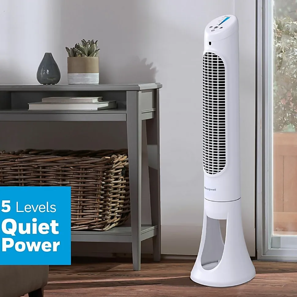 Honeywell QuietSet 5 Tower Fan - 5 Speed - Oscillating, Remote, Timer-off Function, Quiet, Sturdy, Electronic Control Panel, Touch Operation