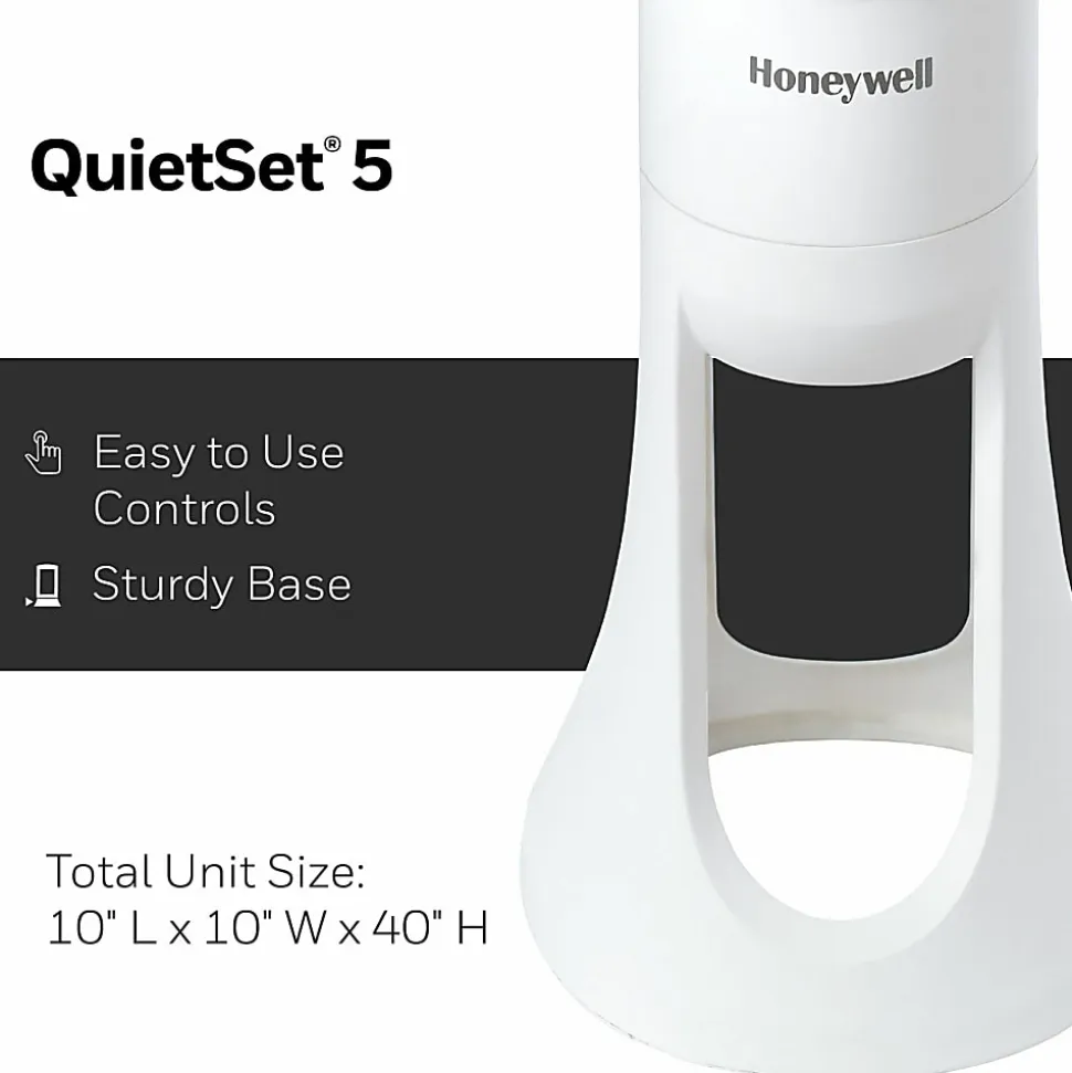 Honeywell QuietSet 5 Tower Fan - 5 Speed - Oscillating, Remote, Timer-off Function, Quiet, Sturdy, Electronic Control Panel, Touch Operation