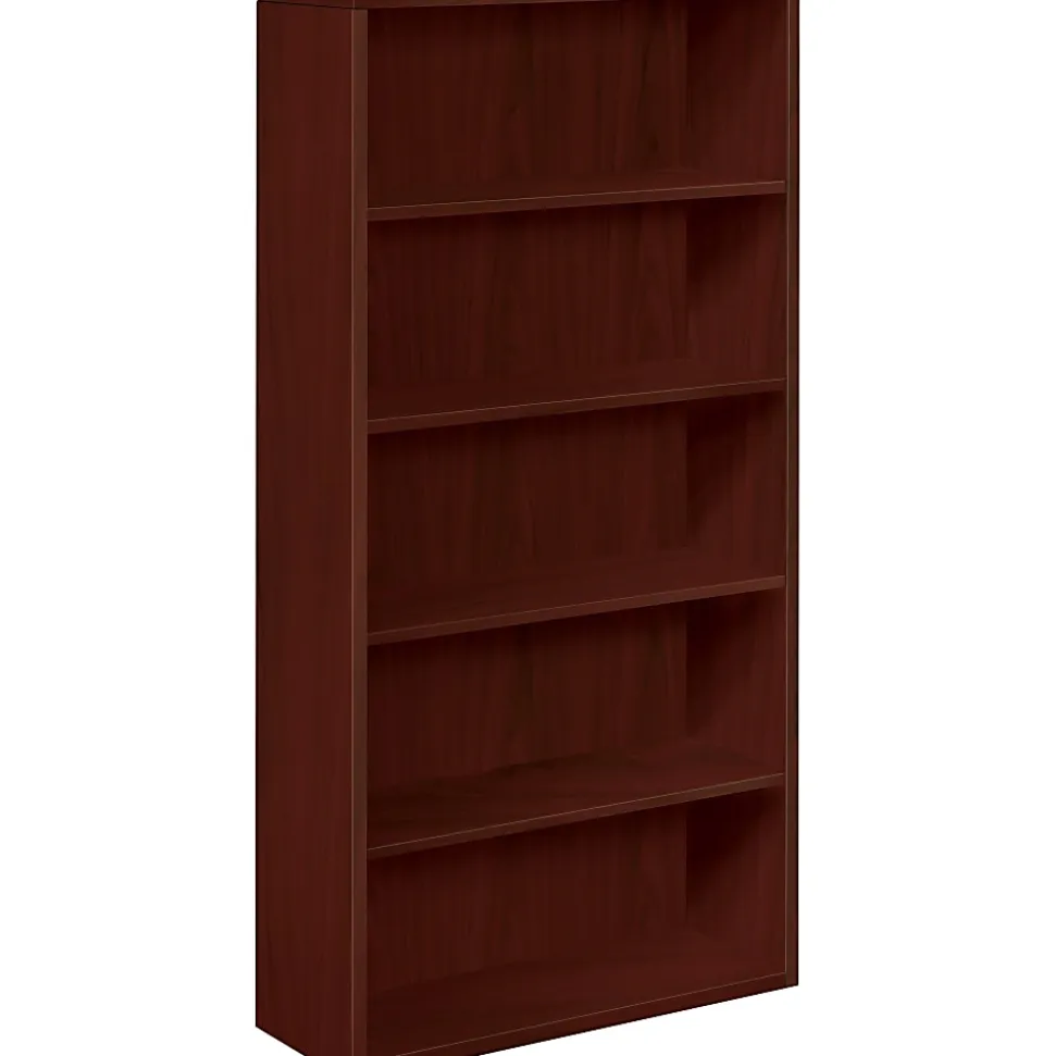 HON® 10500 71"H 5-Shelf Bookcase, Mahogany