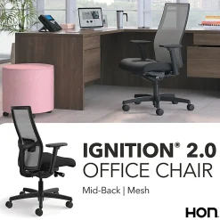 HONĀ® Ignition 2.0 Mesh Mid-Back Office Chair, Black/Fog