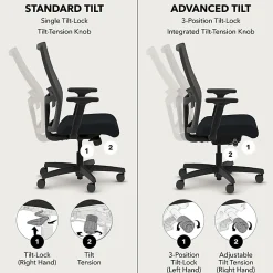HON® Ignition 2.0 Mesh Mid-Back Office Chair, Black/Fog