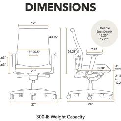 HON® Ignition 2.0 Mesh Mid-Back Office Chair, Black/Fog
