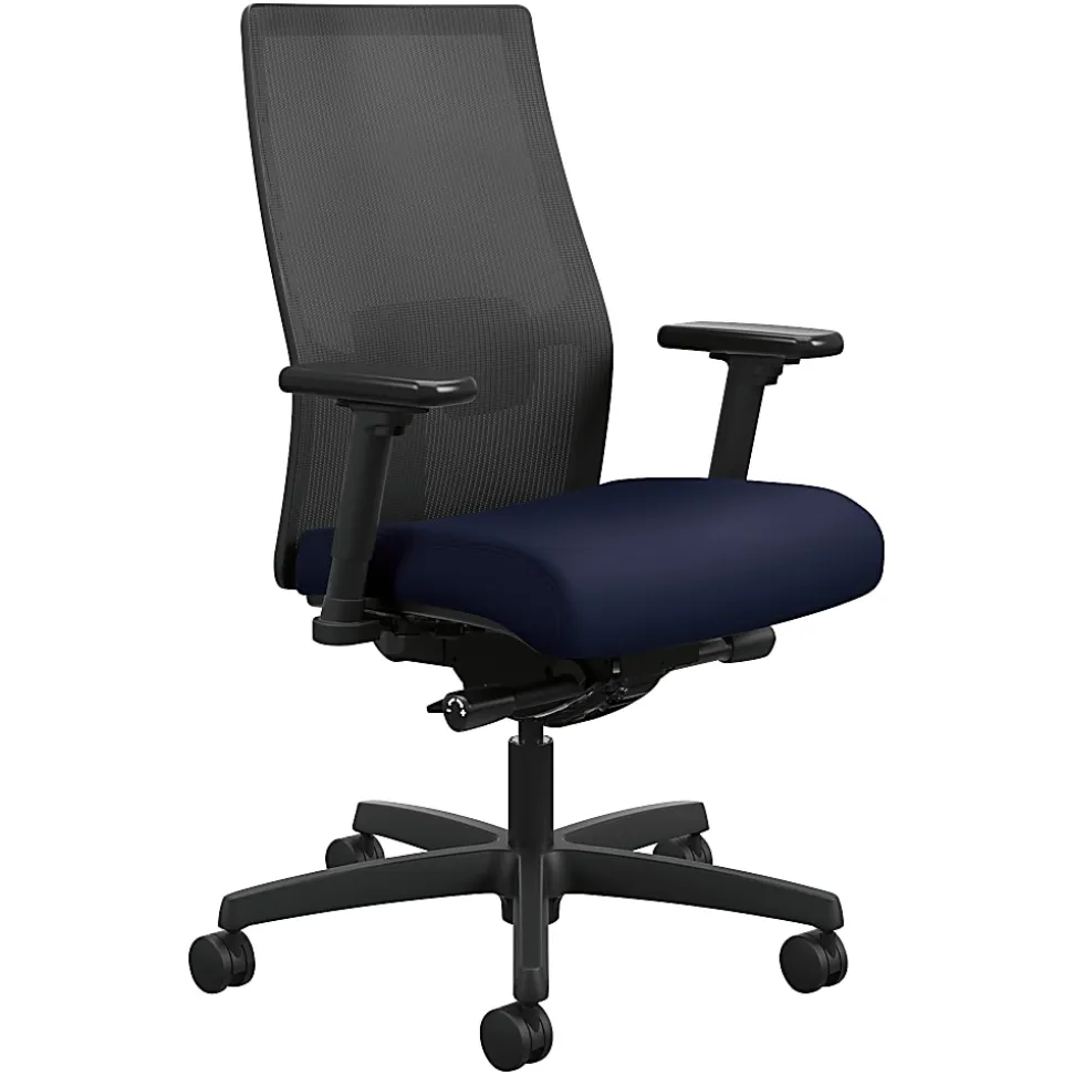 HON® Ignition 2.0 Mesh Task Chair, Advanced Synchro-Tilt Control, Black/Navy