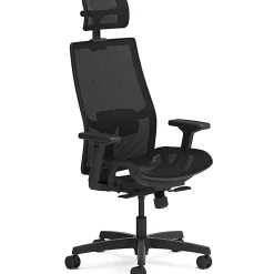 HON Ignition 2.0 Mid-back Task Chair with Headrest - Mesh Seat Material - Mesh Back Material - Mid Back - Black - Armrest - 1 Each - I2MSKY1IMTHR