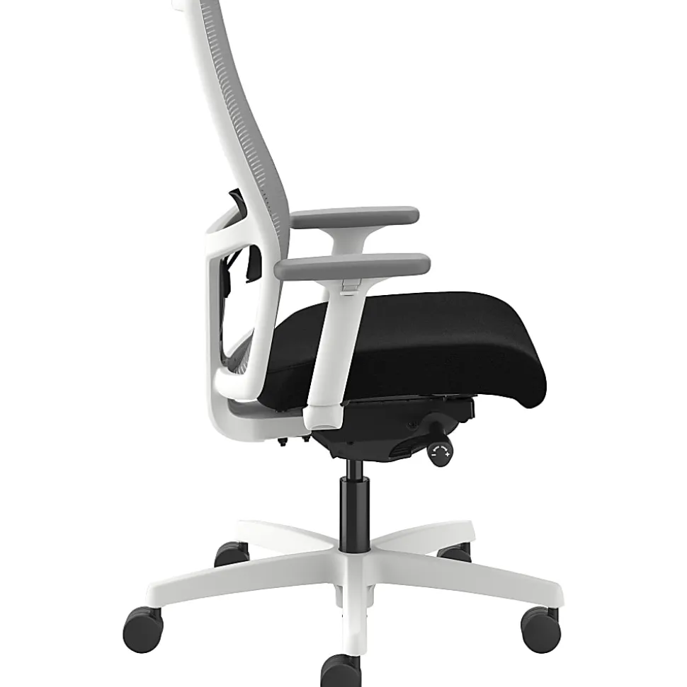HON Ignition Mid-back Task Chair - Black Seat Color - Fog Back Color - Mesh Back Material - Designer White Frame Color - Mid Back - 1 Each