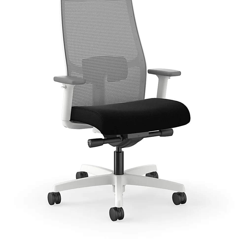 HON Ignition Mid-back Task Chair - Black Seat Color - Fog Back Color - Mesh Back Material - Designer White Frame Color - Mid Back - 1 Each