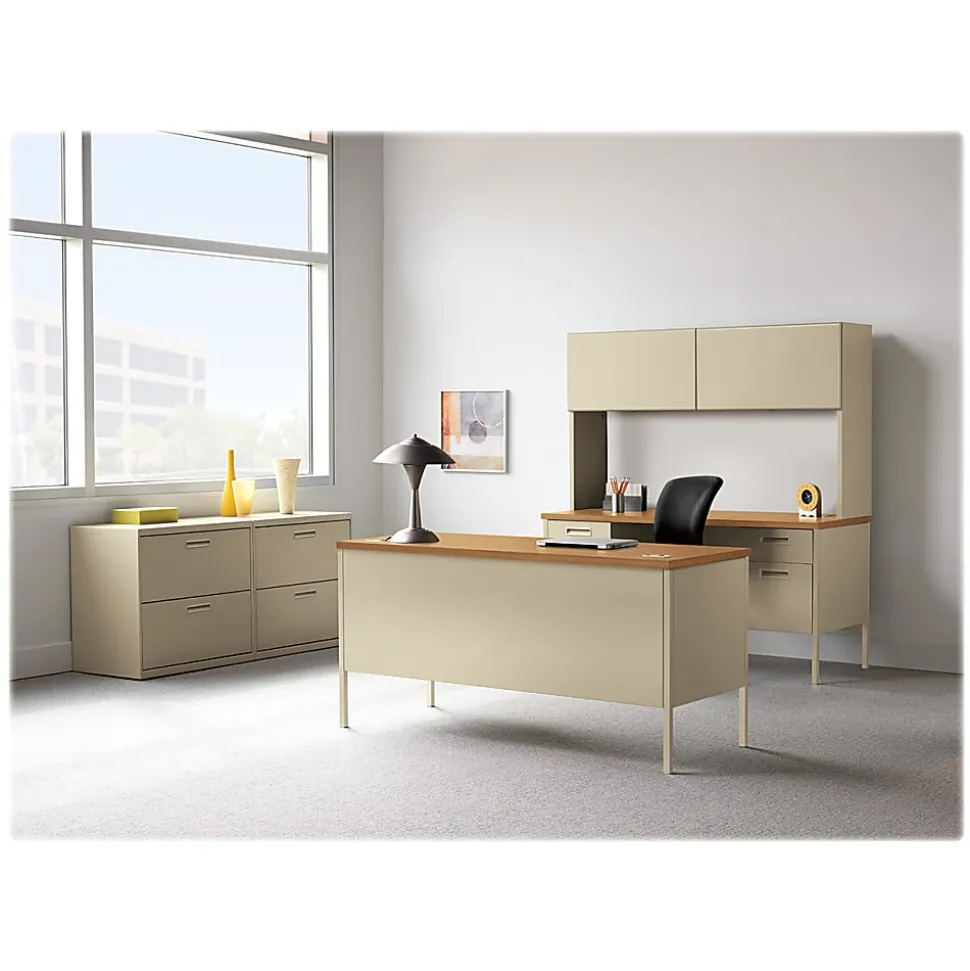 HON® Metro Classic 66"W Right-Pedestal Computer Desk, Harvest/Putty