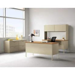HONĀ® Metro 60"W Classic Double-Pedestal Computer Desk, Harvest/Putty