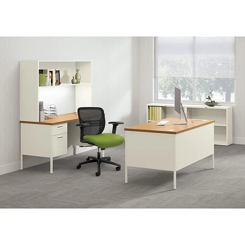 HON® Metro 60"W Classic Double-Pedestal Computer Desk, Harvest/Putty