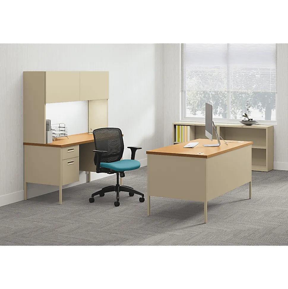 HON® Metro 60"W Classic Double-Pedestal Computer Desk, Harvest/Putty