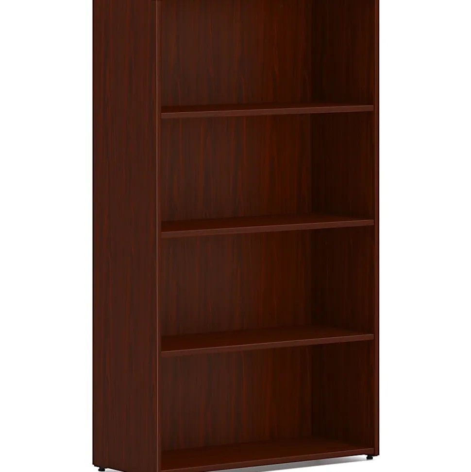 HON Mod HLPLBC3013B4 Book Case - 4 Shelve(s) - 2 Adjustable Shelf(ves) - Finish: Mahogany