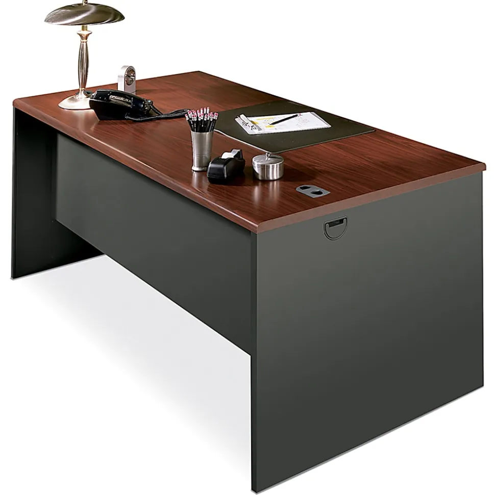 HON® 38000 Modular 60"W Computer Desk Shell, Mahogany/Charcoal