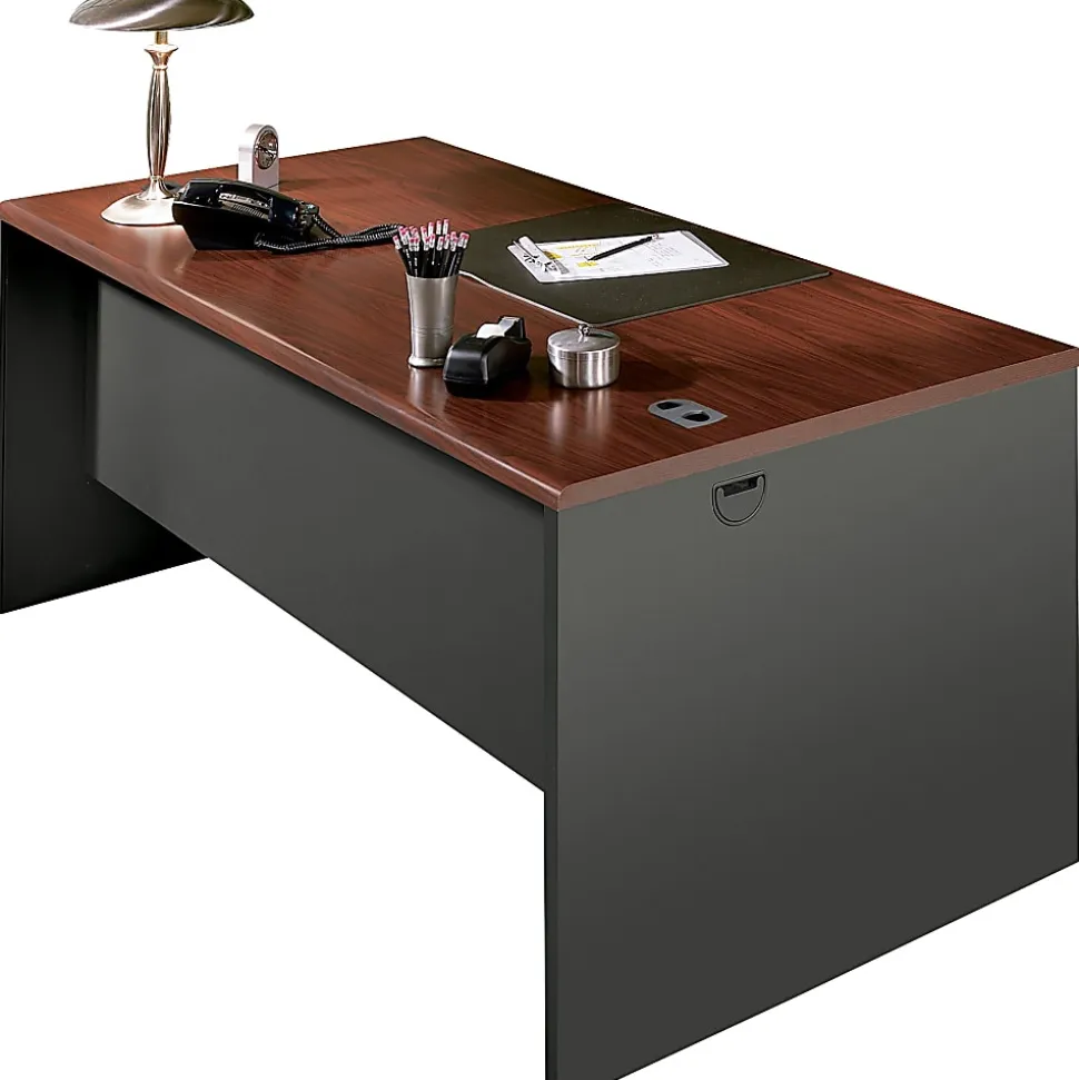 HON® 38000 Modular 60"W Computer Desk Shell, Mahogany/Charcoal
