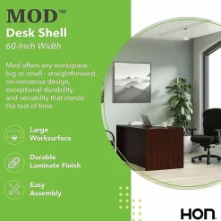 HON® Mod 60"W Rectangle Desk Shell, Mahogany