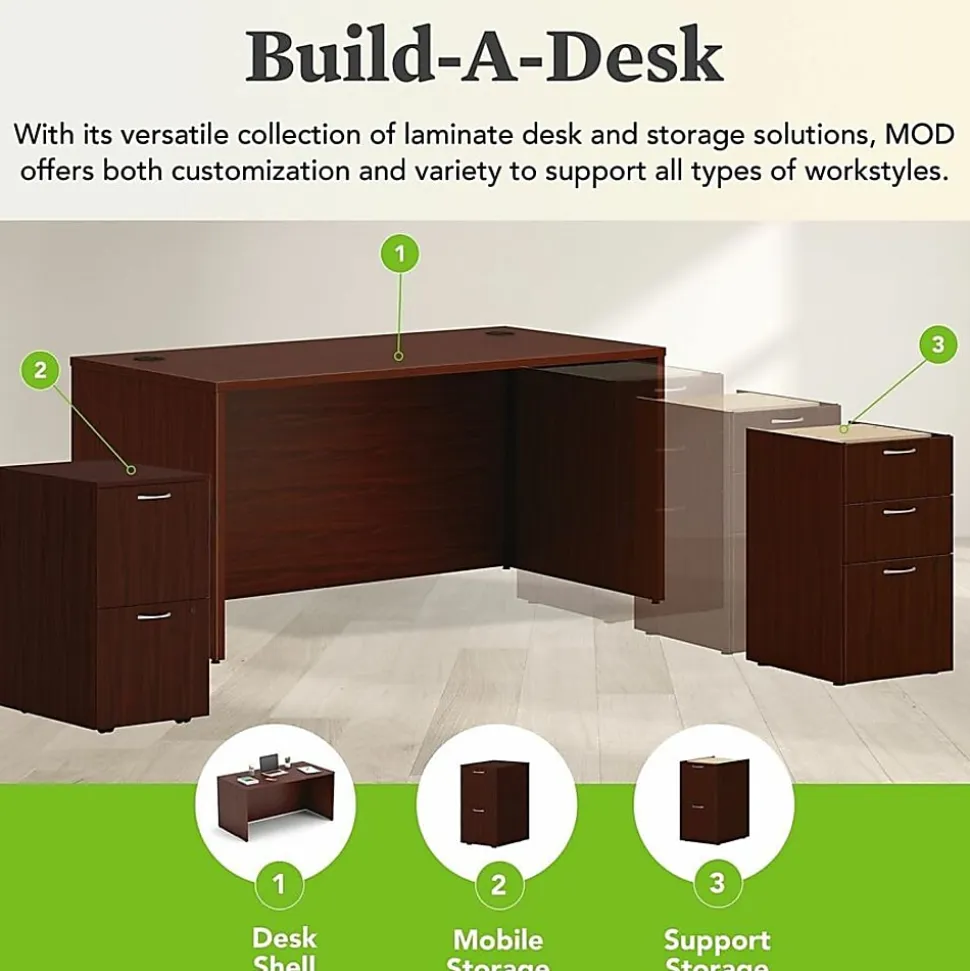 HON® Mod 60"W Rectangle Desk Shell, Mahogany