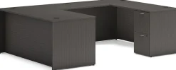 HON® Mod 66"W U-Station Computer Desk With Double-Pedestal, Slate Teak