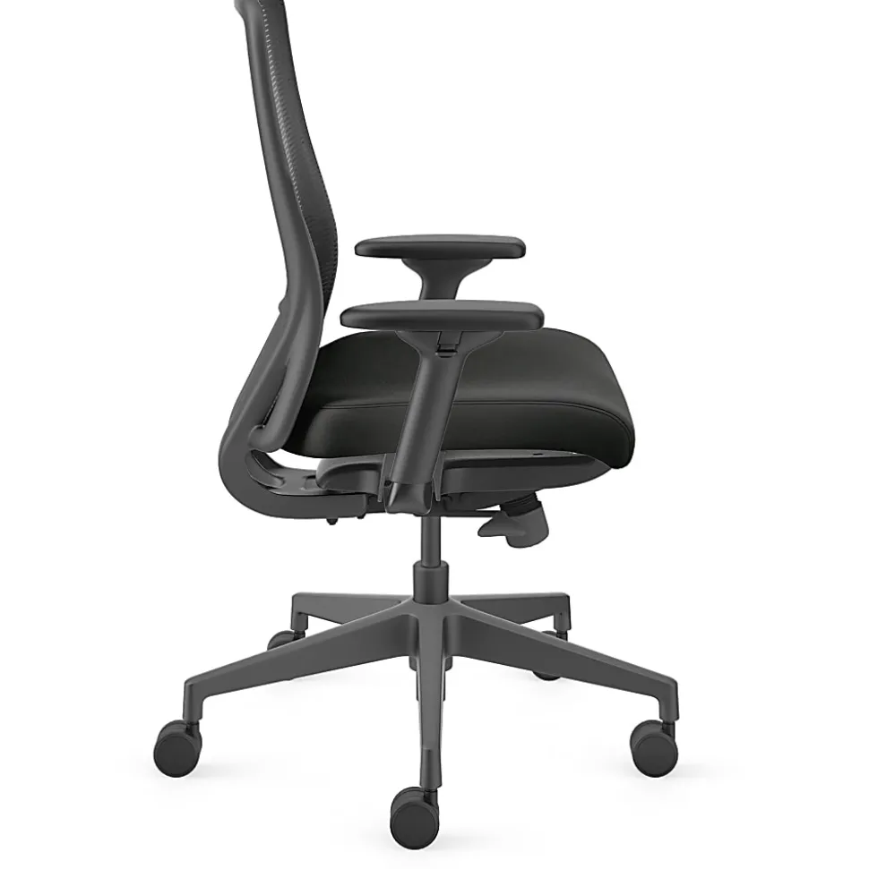 HON Nucleus Task Chair KD - Black Seat Color - Vinyl Seat Material - Black Back Color - Armrest - 1 Each