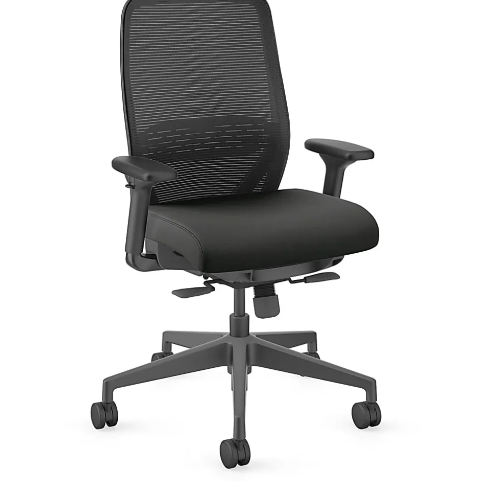 HON Nucleus Task Chair KD - Black Seat Color - Vinyl Seat Material - Black Back Color - Armrest - 1 Each