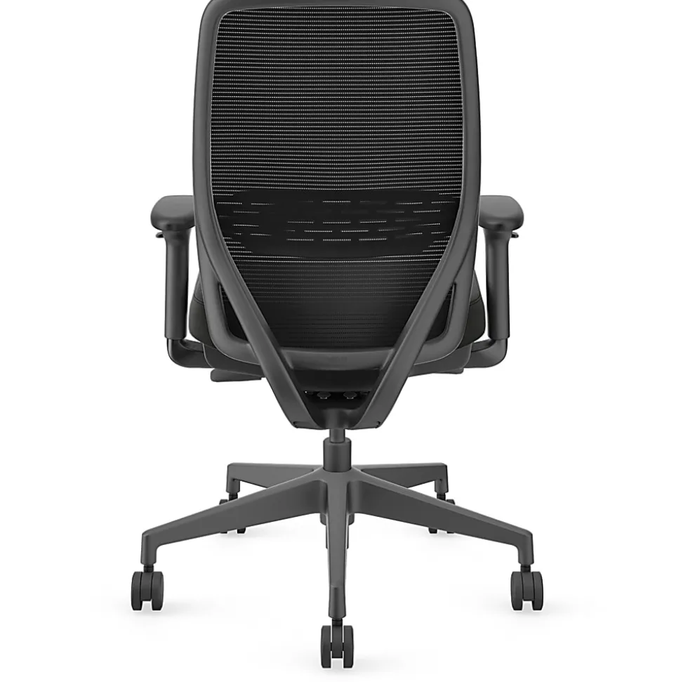 HON Nucleus Task Chair KD - Black Seat Color - Vinyl Seat Material - Black Back Color - Armrest - 1 Each