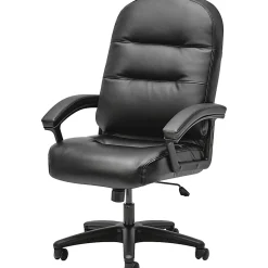 HON® Pillow-Soft® Ergonomic Bonded Leather Executive Chair With Fixed Loop Arms, Black, HON2095HPWST11T