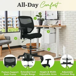 HON® Prominent High-Back Task Stool, Black