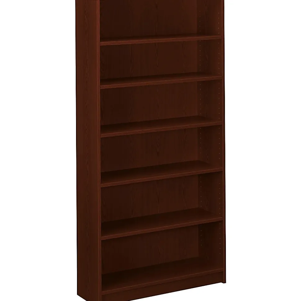 HON® 1870-Series Laminate Modular Shelving Bookcase, 6 Shelves, 73"H x 36"W x 11-1/2"D, Mahogany