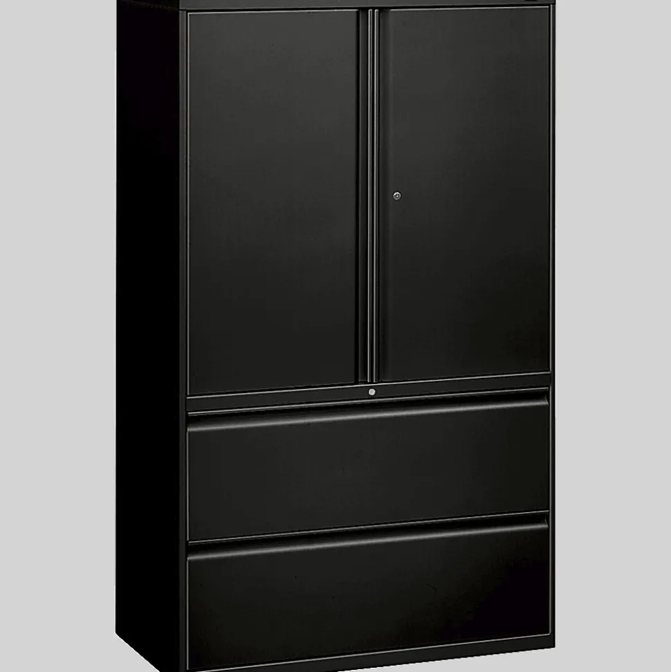 HON® 800 Series Storage Cabinet With Lateral File, 42" Wide, Black