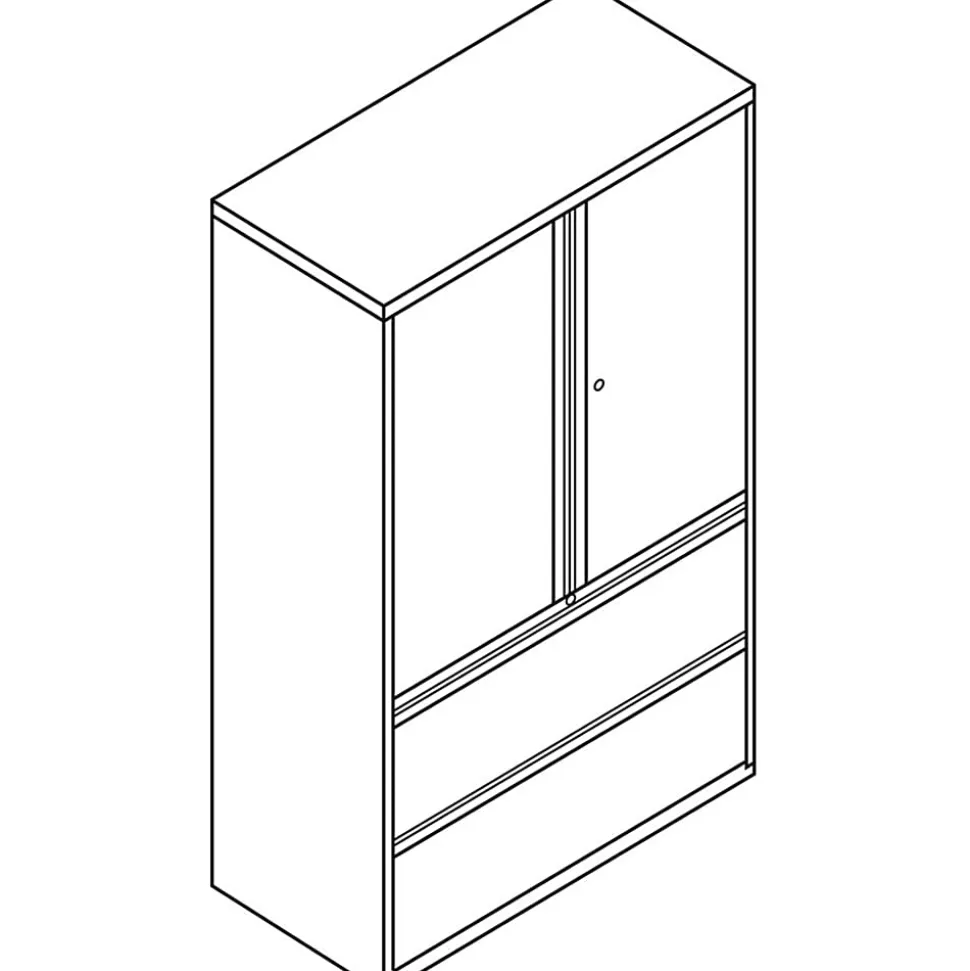 HON® 800 Series Storage Cabinet With Lateral File, 42" Wide, Black
