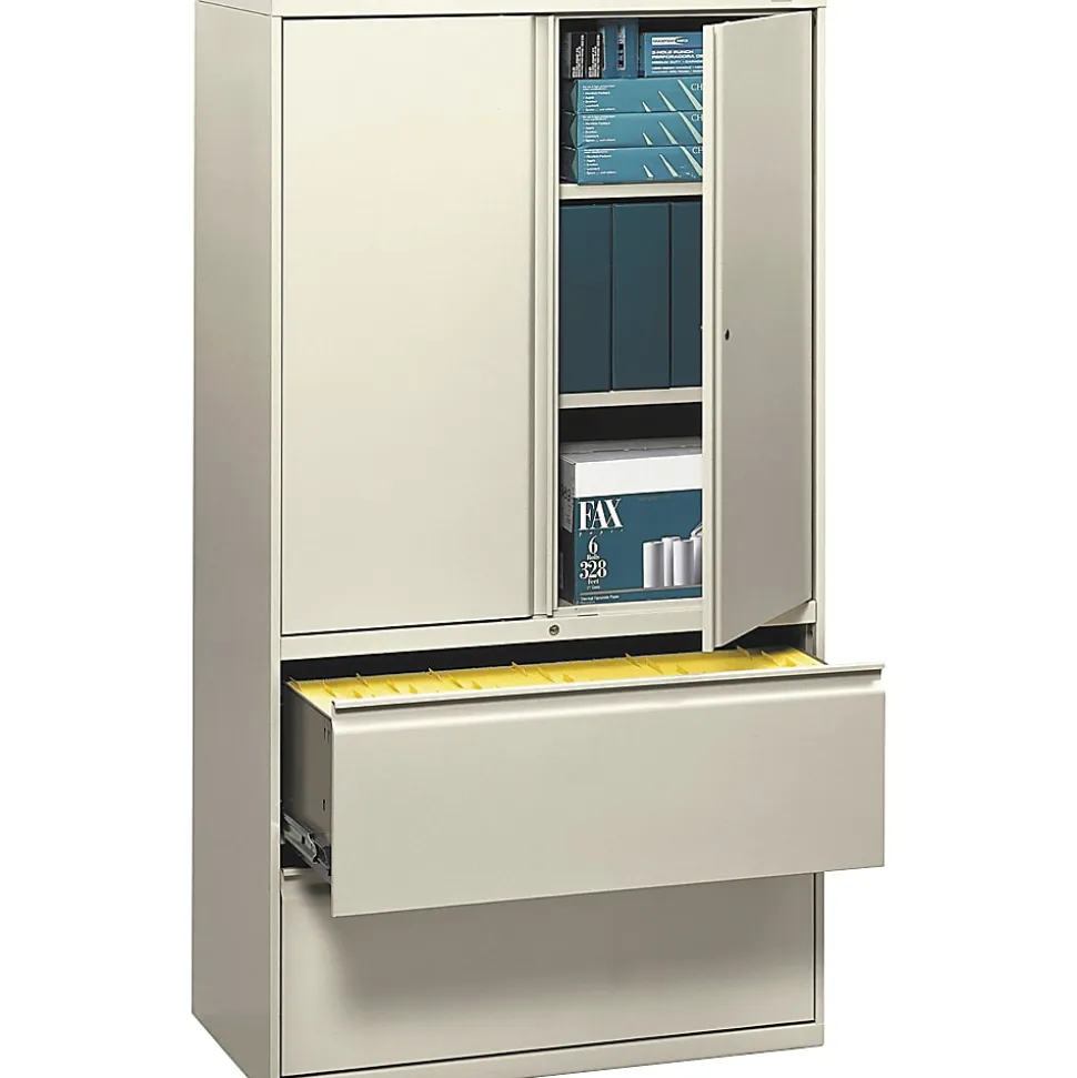HON® 800 Series Storage Cabinet With Lateral File, 36" Wide, Putty