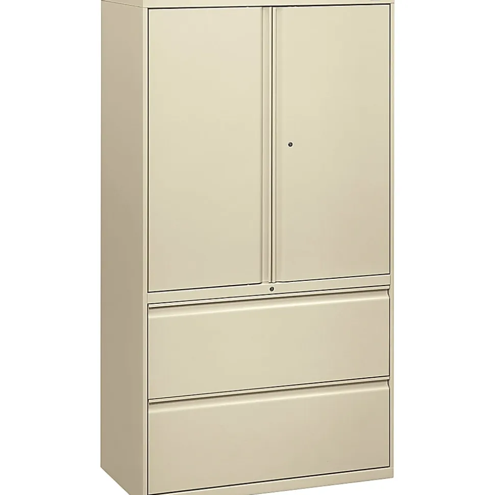 HON® 800 Series Storage Cabinet With Lateral File, 36" Wide, Putty