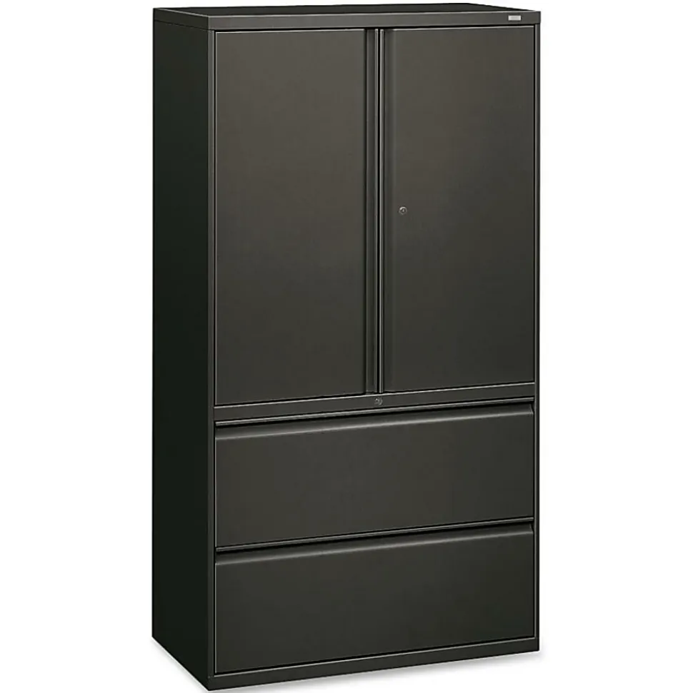 HON® 800 Series Storage Cabinet With Lateral File, 36" Wide, Charcoal