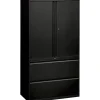 HON® 800 Series Storage Cabinet With Lateral File, 36" Wide, Black
