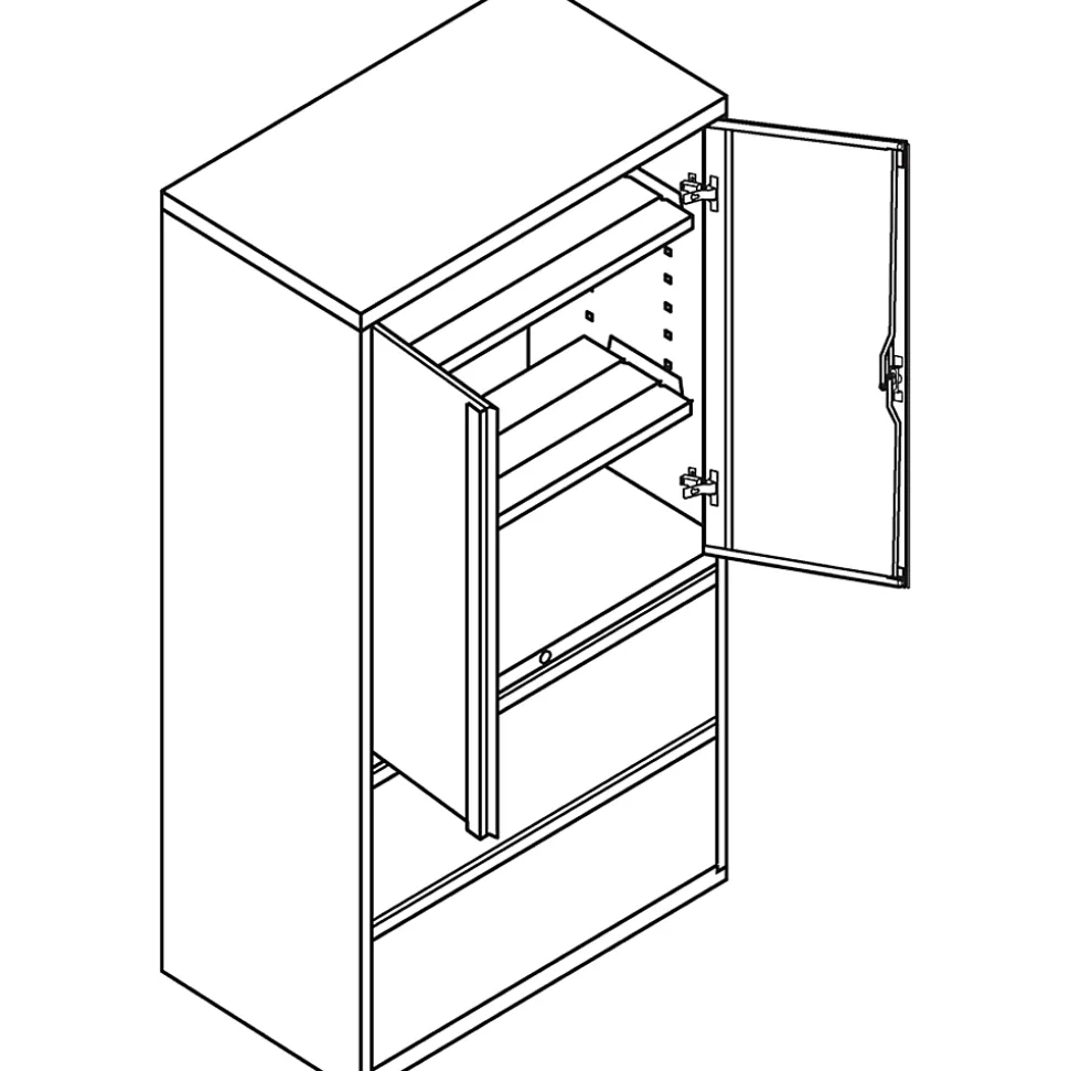 HON® 800 Series Storage Cabinet With Lateral File, 36" Wide, Black