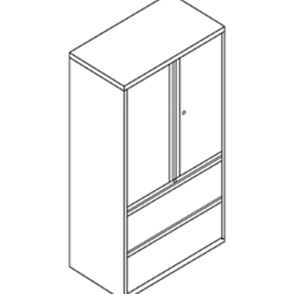 HON® 800 Series Storage Cabinet With Lateral File, 36" Wide, Black