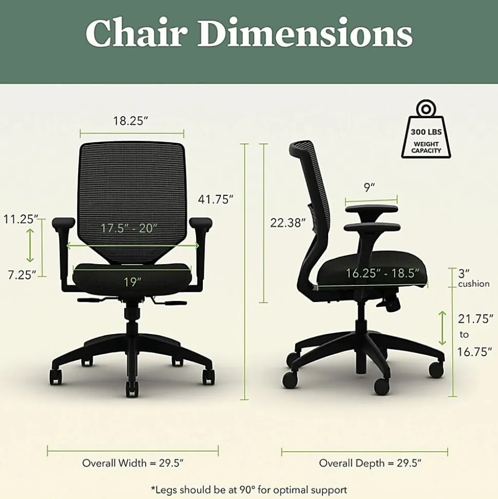 HON® Solve Fabric Mid-Back Task Chair, Ilira-Stretch Mesh Back, Black